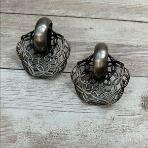 Silver Filigree Hoop Earrings